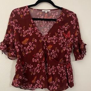 Madewell tie sleeve wrap top